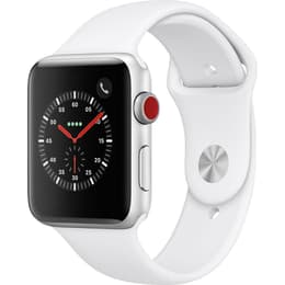 Apple Watch (Series 3) September 2017 - Cellular - 42 - Aluminium Silver - Sport band White
