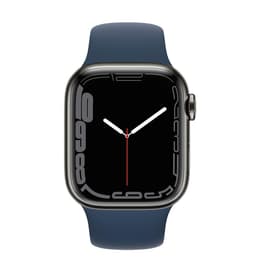 Apple Watch (Series 7) October 2021 - Cellular - 41 mm - Stainless steel Graphite - Sport band Blue