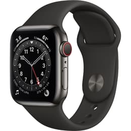 Apple Watch (Series 6) September 2020 - Cellular - 40 mm - Stainless steel Black - Sport band Black