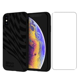 Back Market Case iPhone X/XS and protective screen - Natural material - Black Wave