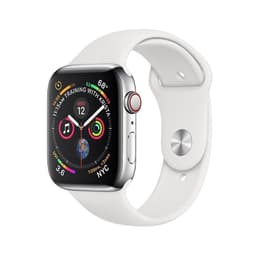 Apple Watch (Series 4) September 2018 - Cellular - 44 mm - Stainless steel Silver - Sport White