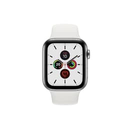 Apple Watch (Series 5) September 2019 - Cellular - 44 mm - Stainless steel Stainless Steel - Silicone White