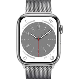 Apple Watch Series 8 (2022) GPS + Cellular 45 mm - Stainless steel Silver - Milanese loop Gray