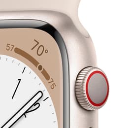 Apple Watch (Series 8) September 2022 - Cellular - 45 mm - Aluminium Starlight - Sport band Starlight
