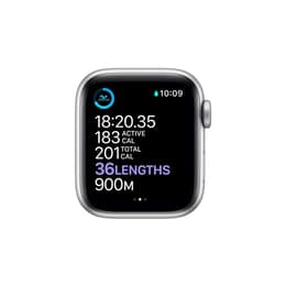 Apple Watch (Series 6) September 2020 - Cellular - 44 mm - Stainless steel Silver - Sport Band White