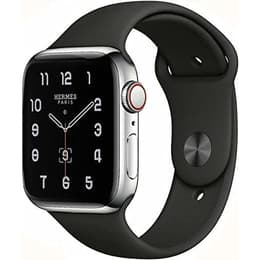Apple Watch (Series 5) September 2020 - Cellular - 40 mm - Stainless steel Silver - Sport band Black