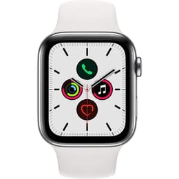 Apple Watch (Series 5) 2019 - Cellular - 44 mm - Stainless steel Stainless Steel - Sport Band White
