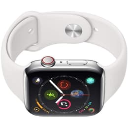 Apple Watch (Series 4) - Cellular - 40 mm - Stainless steel Silver - Sport band White