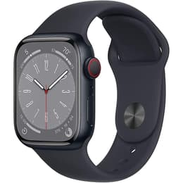 Apple Watch (Series 8) September 2022 - Cellular - 41 - Aluminium Midnight - Sport band Midnight