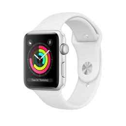 Apple Watch (Series 3) September 2017 - Wifi Only - 38 mm - Aluminium Silver - Sport band White