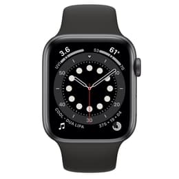 Apple Watch (Series 6) September 2020 - Cellular - 44 mm - Stainless steel Black - Sport band Black
