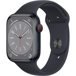 Apple Watch (Series 8) September 2022 - Wifi Only - 45 mm - Aluminium Silver - Sport band Black