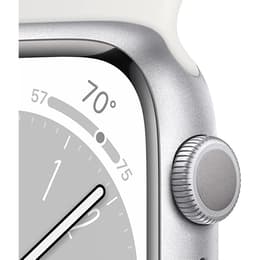 Apple Watch (Series 8) 2022 - Cellular - 45 mm - Aluminium Silver - Sport band White