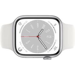 Apple Watch (Series 8) 2022 - Cellular - 45 mm - Aluminium Silver - Sport band White