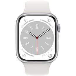 Apple Watch (Series 8) September 2022 - Wifi Only - 45 - Aluminium Silver - Sport band White