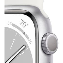 Apple Watch (Series 8) September 2022 - Wifi Only - 45 - Aluminium Silver - Sport band White