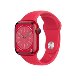 Apple Watch (Series 8) September 2022 - Cellular - 41 - Aluminium Red - Sport band Red