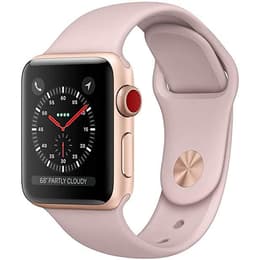 Apple Watch (Series 3) September 2017 - Cellular - 42 mm - Aluminium Gold - Silicone Rose Gold