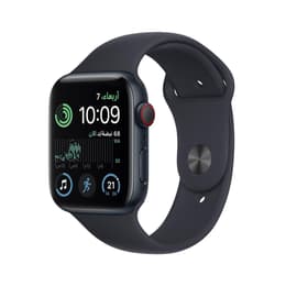 Apple Watch (Series 6) September 2020 - Wifi Only - 44 mm - Stainless steel Silver - Sport band Black