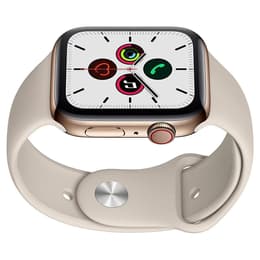 Apple Watch (Series 5) September 2019 - Cellular - 44 mm - Stainless steel Gold - Sport band Gray