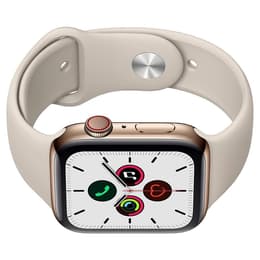 Apple Watch (Series 5) September 2019 - Cellular - 44 mm - Stainless steel Gold - Sport band Gray