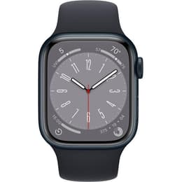 Apple Watch (Series 8) September 2022 - Cellular - 45 mm - Stainless steel Black - Sport band Black