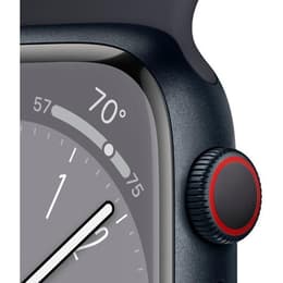 Apple Watch (Series 8) September 2022 - Cellular - 45 mm - Stainless steel Black - Sport band Black