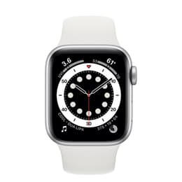 Apple Watch (Series 6) September 2020 - Cellular - 40 mm - Stainless steel Silver - Sport band White
