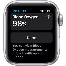 Apple Watch Series 6 (2020) GPS + Cellular 40 mm - Stainless steel Silver - Sport band White