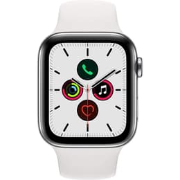 Apple Watch Series 5 (2019) GPS + Cellular 40 mm - Stainless steel Silver - Sport band White