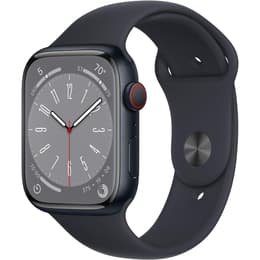 Apple Watch (Series 8) September 2022 - Cellular - 45 mm - Aluminium Midnight - Sport band Black