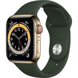 Apple Watch Series 6 (2020) GPS + Cellular 40 mm - Stainless steel Gold - Sport band Green