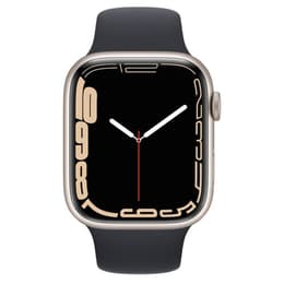 Apple Watch (Series 7) October 2021 - Cellular - 45 mm - Aluminium Starlight - Sport band Black