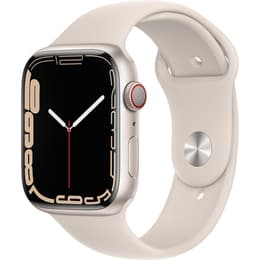 Apple Watch (Series 7) October 2021 - Cellular - 45 mm - Aluminium Starlight - Sport band White