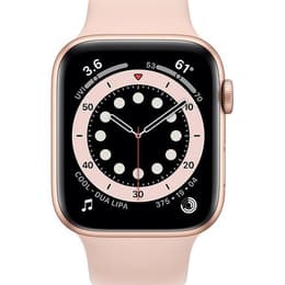 Apple Watch (Series 6) September 2020 - Cellular - 44 mm - Stainless steel Gold - Sport Band Pink Sand