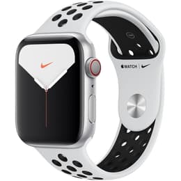 Apple Watch (Series 5) September 2019 - Wifi Only - 44 mm - Aluminium Silver - Nike Sport band White