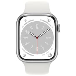 Apple Watch (Series 8) September 2022 - Cellular - 41 mm - Aluminium Silver - Sport band White