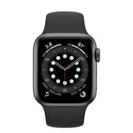 Apple Watch (Series 6) September 2020 - Cellular - 44 mm - Stainless steel Gray - Sport band Black