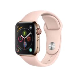 Apple Watch (Series 4) September 2018 - Cellular - 44 mm - Stainless steel Gold - Sport band Pink