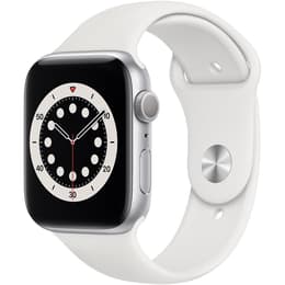 Apple Watch (Series 6) September 2020 - Cellular - 44 mm - Titanium Silver - Sport band White