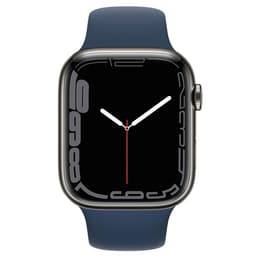 Apple Watch (Series 7) October 2021 - Cellular - 45 mm - Stainless steel Gray - Sport band Blue