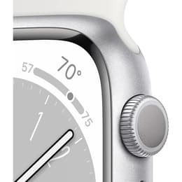Apple Watch (Series 8) September 2022 - Cellular - 41 - Aluminium Silver - Sport band White