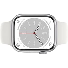 Apple Watch (Series 8) September 2022 - Cellular - 41 - Aluminium Silver - Sport band White