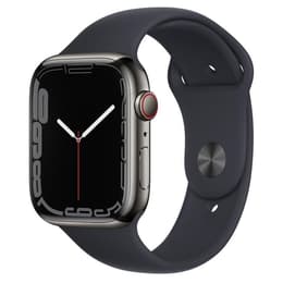 Apple Watch (Series 7) October 2021 - Cellular - 41 mm - Stainless steel Gray - Sport band Black
