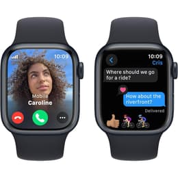 Apple Watch (Series 9) September 2023 - Cellular - 45 - Aluminium Midnight - Sport band Blue