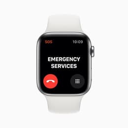 Apple Watch (Series 5) September 2019 - Cellular - 44 mm - Titanium Silver - Sport Band White