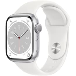 Apple Watch (Series 8) September 2022 - Wifi Only - 41 mm - Aluminium Silver - Sport band White Sport Band