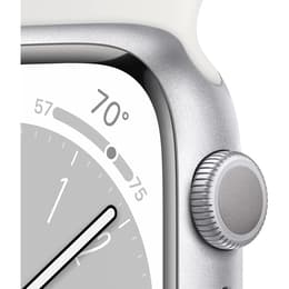 Apple Watch (Series 8) September 2022 - Wifi Only - 41 mm - Aluminium Silver - Sport band White Sport Band