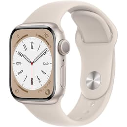 Apple Watch (Series 8) September 2022 - Wifi Only - 45 - Aluminium Starlight - Sport band White