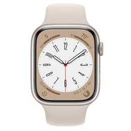 Apple Watch (Series 8) September 2022 - Wifi Only - 45 - Aluminium Starlight - Sport band White